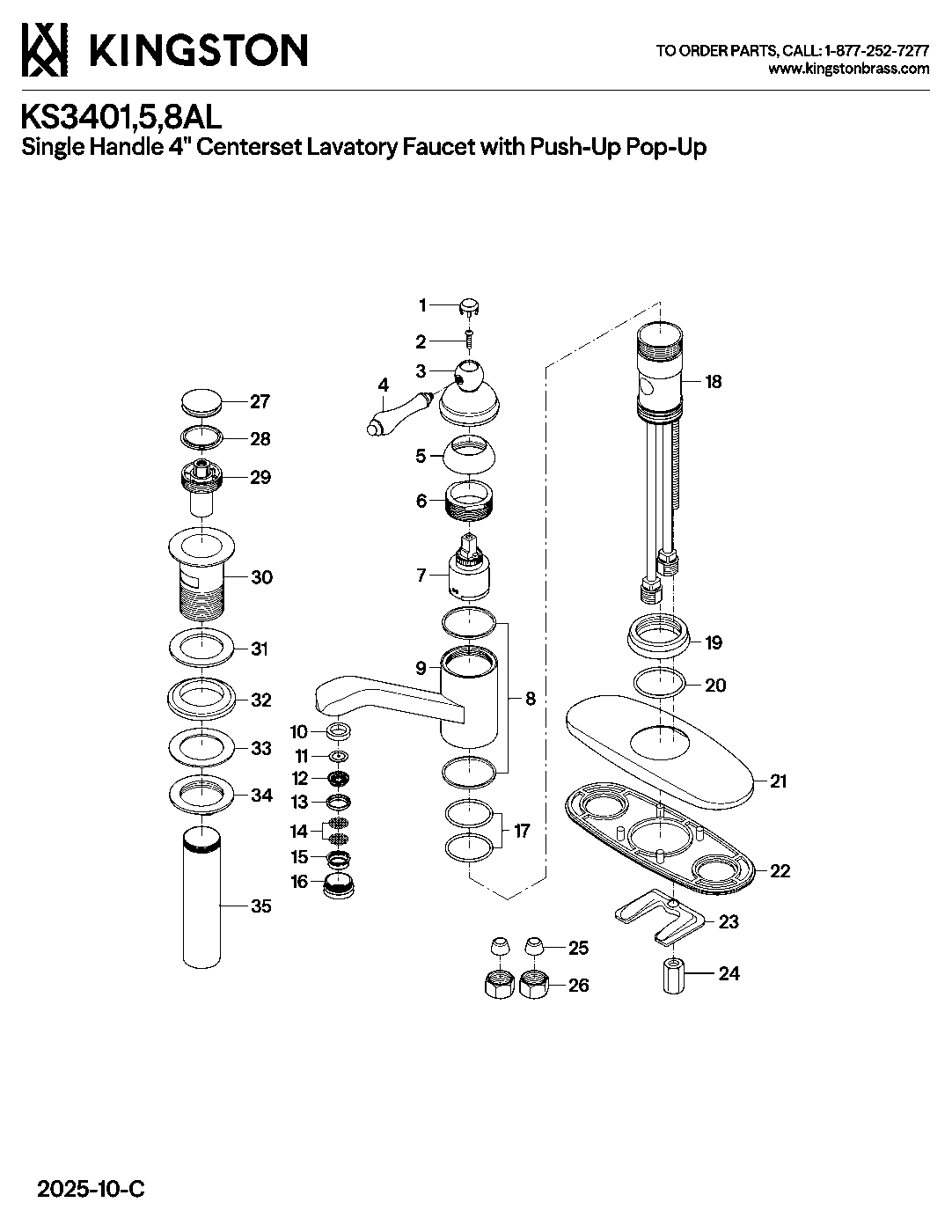 Vintage KS3401AL exploded parts diagram
