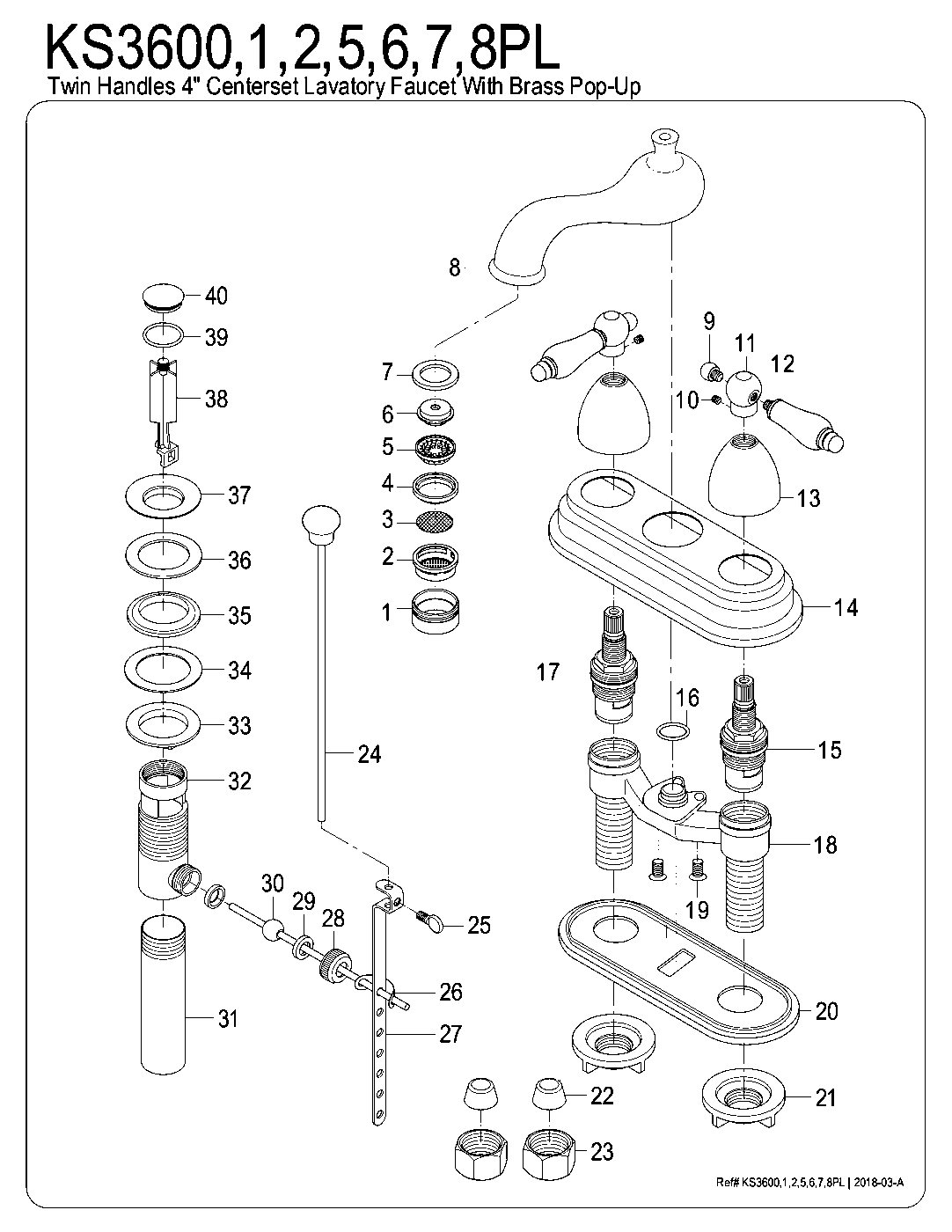 Restoration KS3600PL exploded parts diagram