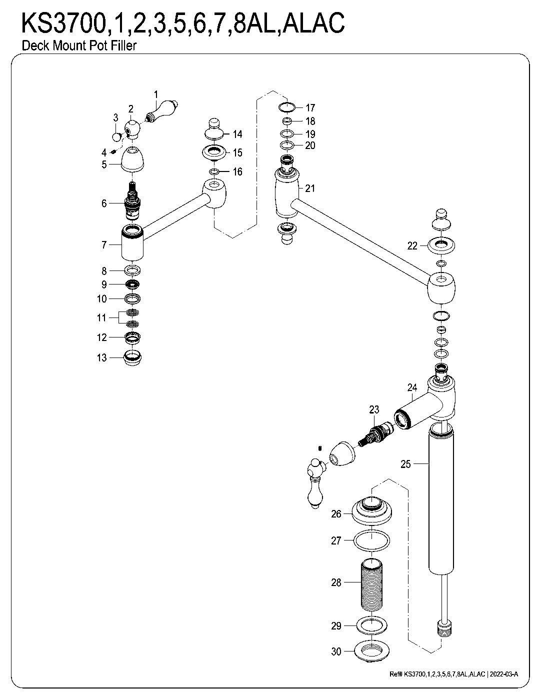 Restoration KS3700AL exploded parts diagram
