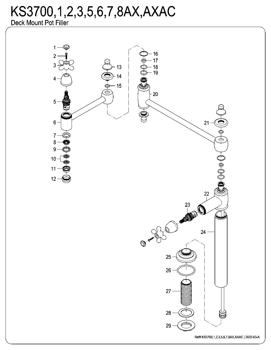 Restoration KS3700AX exploded parts diagram