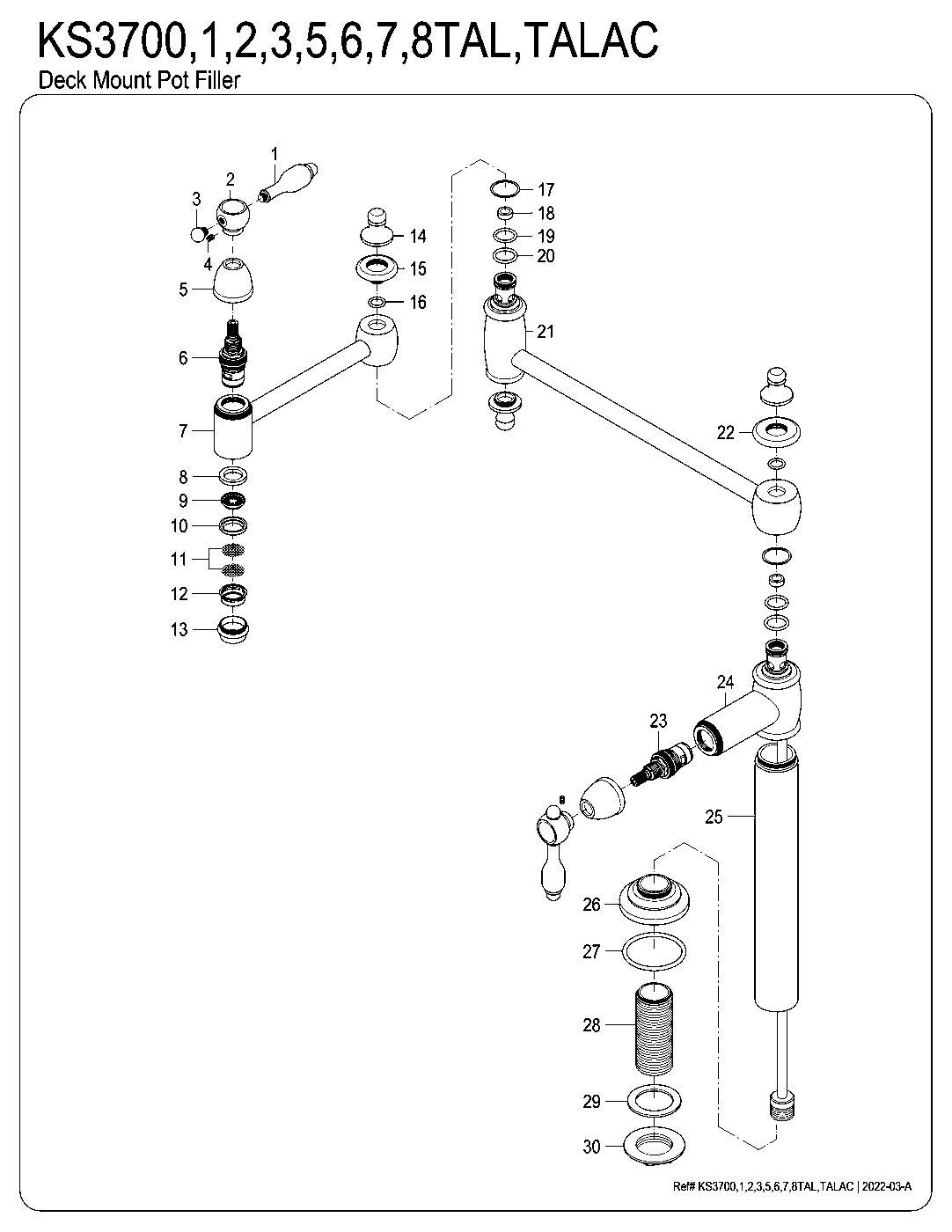 Tudor KS3700TAL exploded parts diagram
