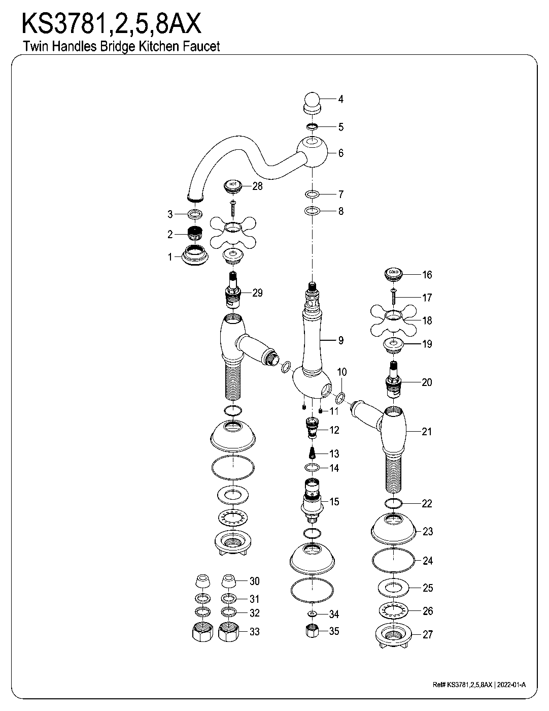 Kingston Brass KS3781AX exploded parts diagram