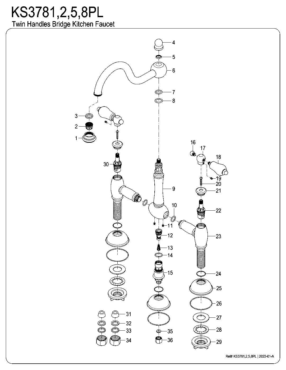 Restoration KS3781PL exploded parts diagram