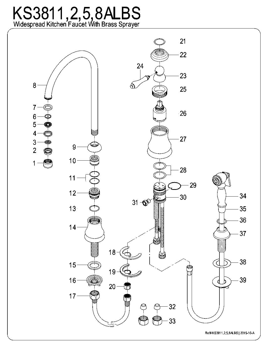Kingston Brass KS3811ALBS exploded parts diagram