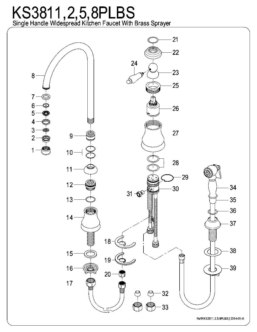 Restoration KS3811PLBS exploded parts diagram