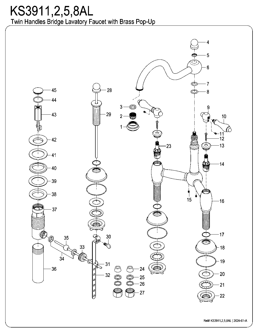 Restoration KS3911AL exploded parts diagram