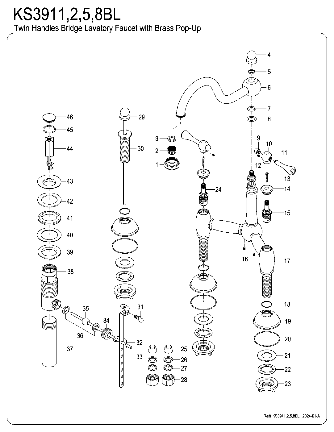 Restoration KS3911BL exploded parts diagram