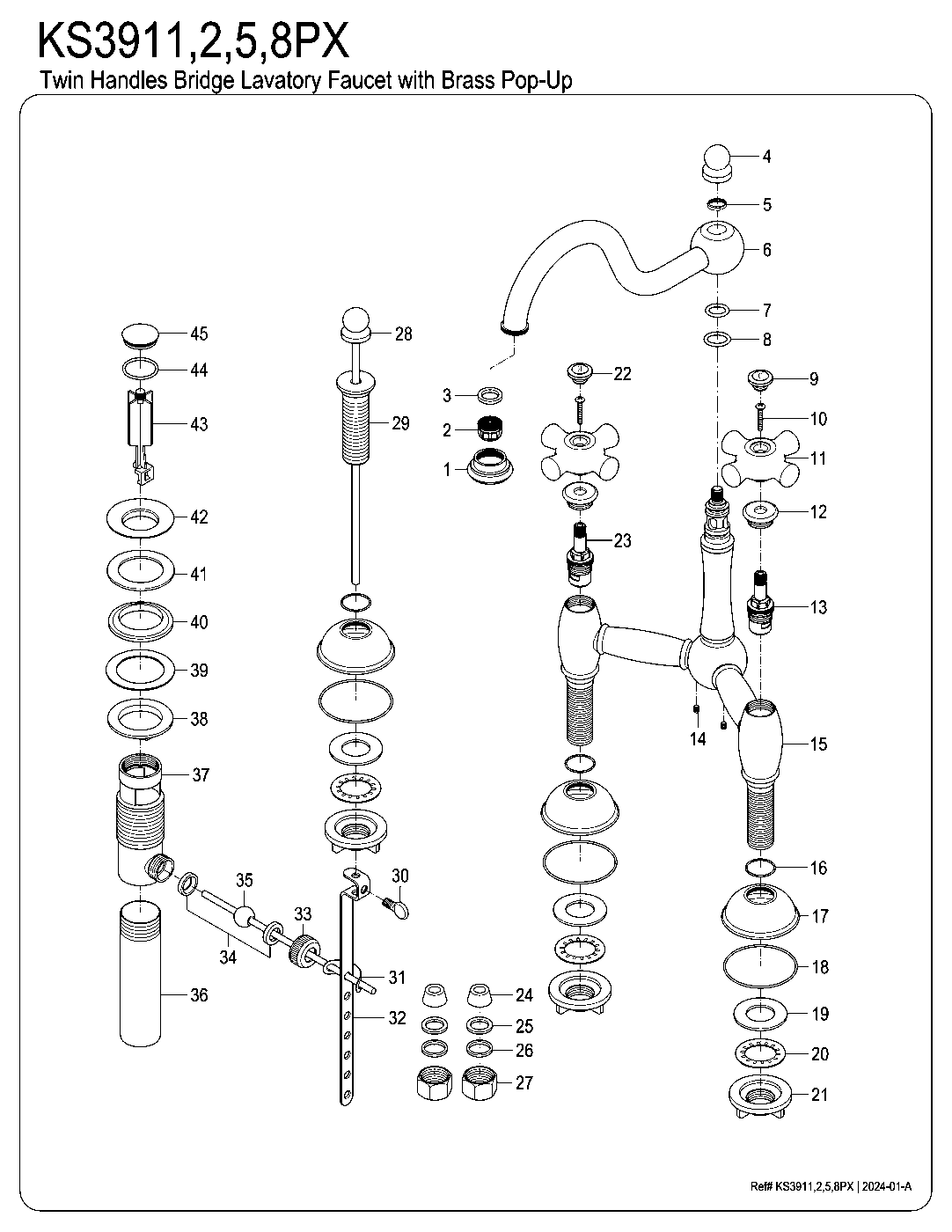 Restoration KS3911PX exploded parts diagram