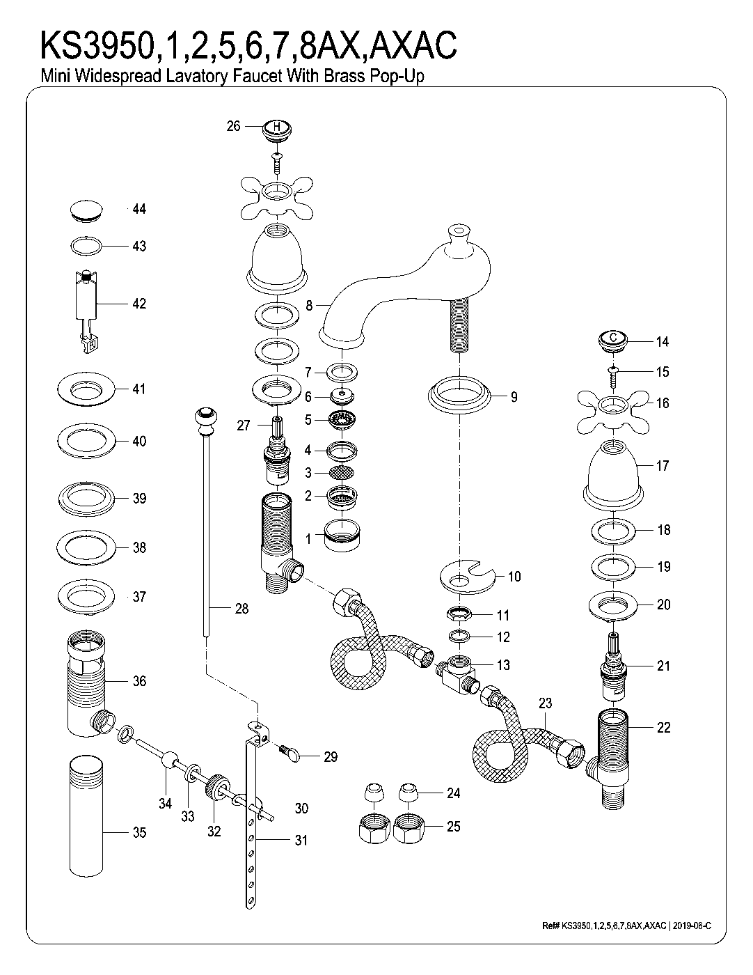 Kingston Brass KS3951AX exploded parts diagram