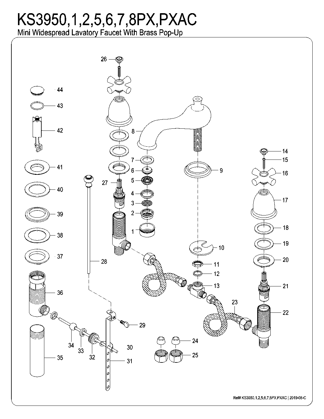Kingston Brass KS3951PX exploded parts diagram