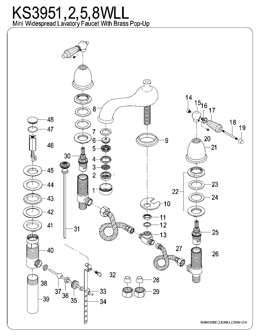 Kingston Brass KS3951WLL exploded parts diagram