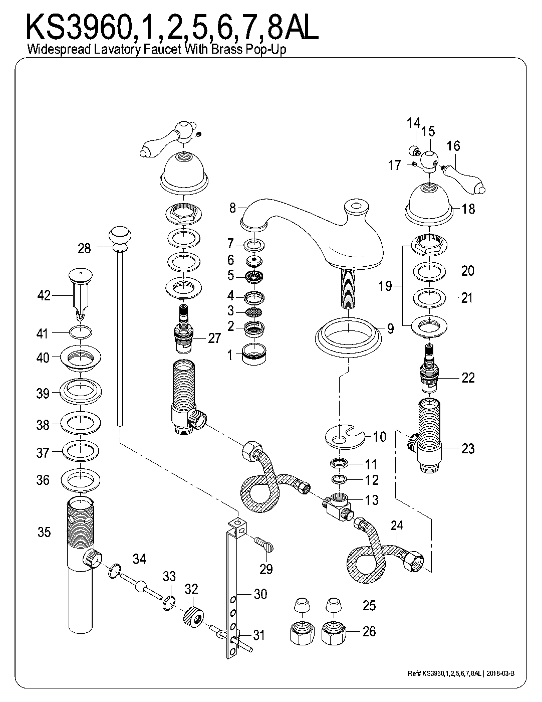 Kingston Brass KS3960AL exploded parts diagram
