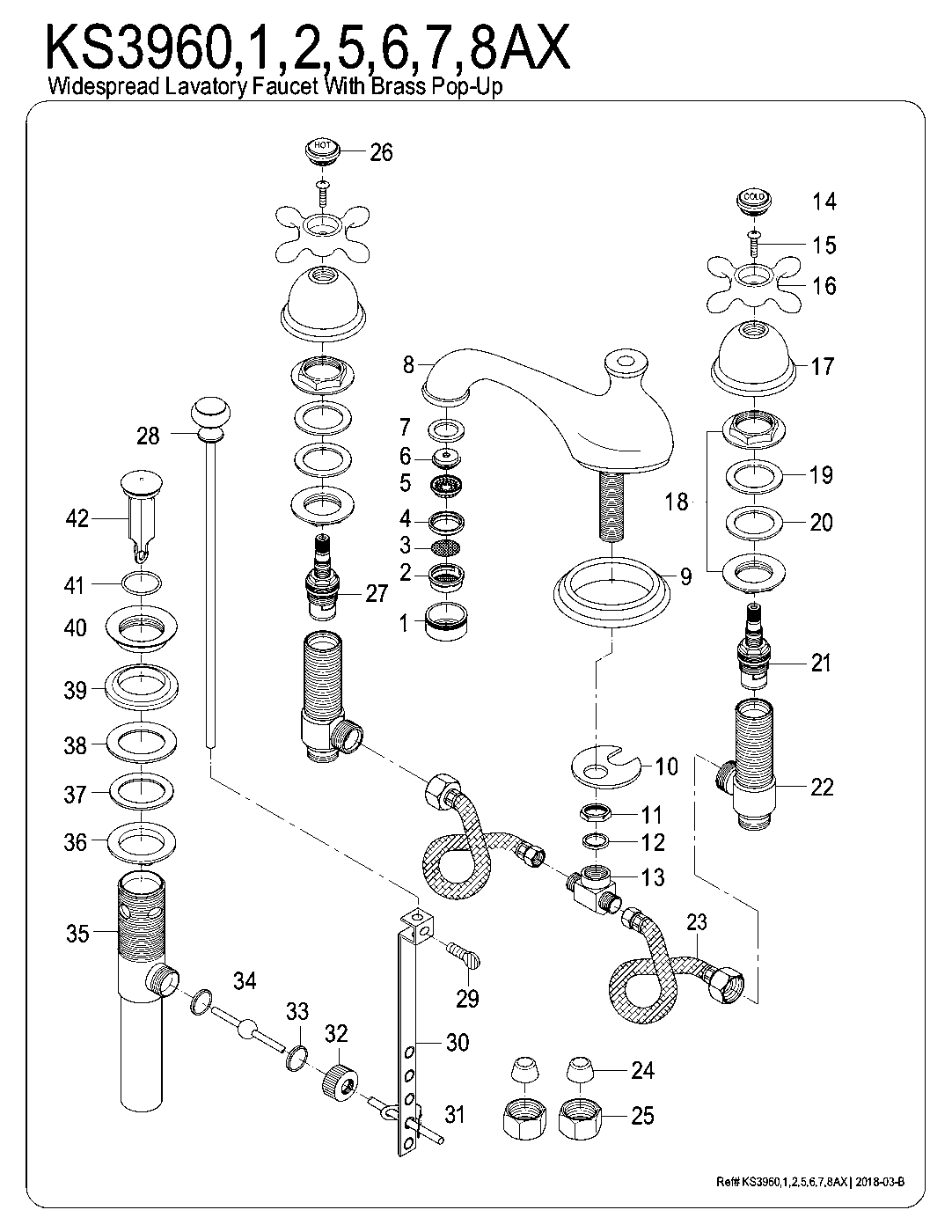 Kingston Brass KS3960AX exploded parts diagram