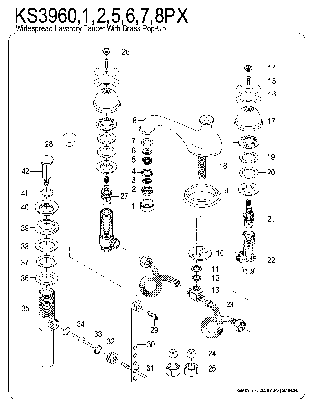 Kingston Brass KS3960PX exploded parts diagram