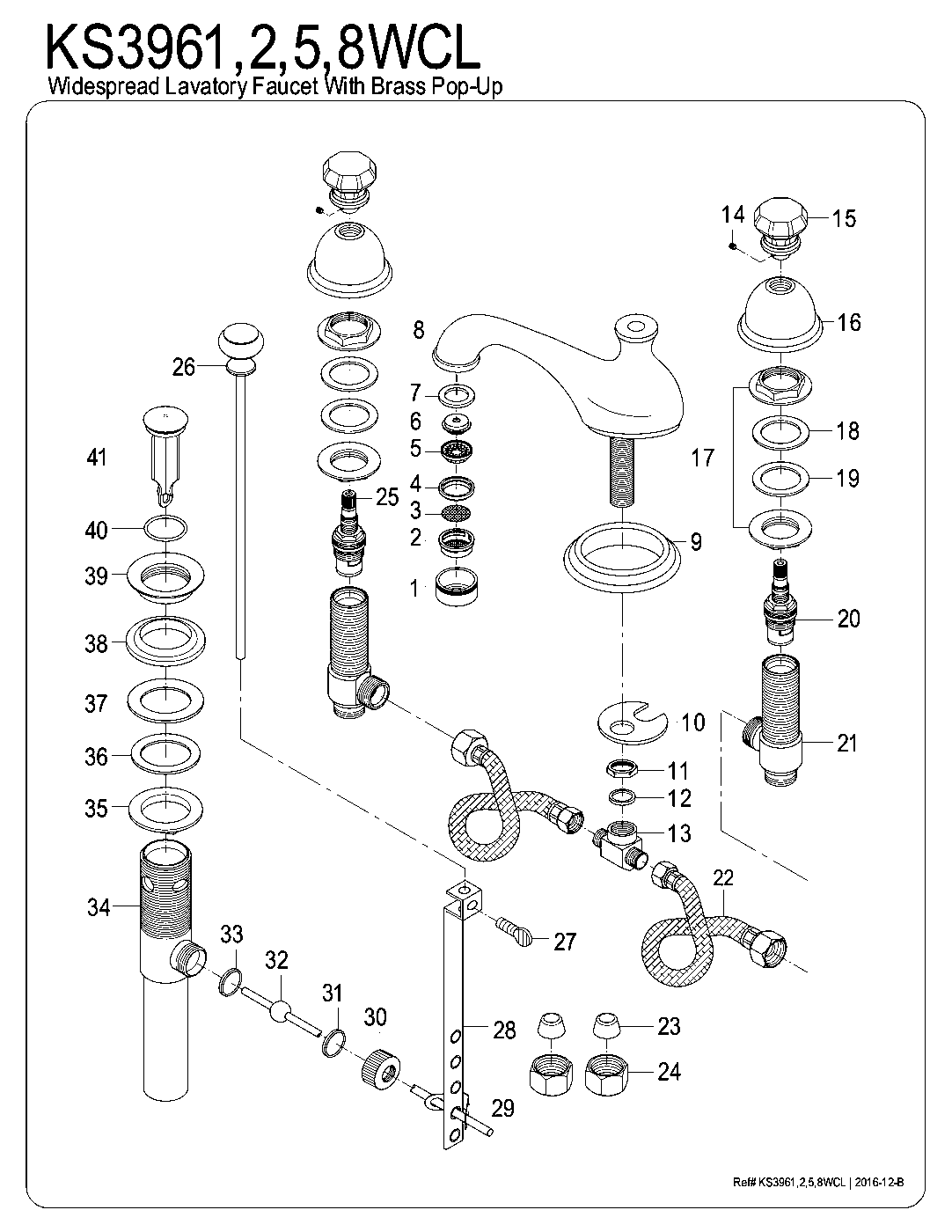 Kingston Brass KS3961WCL exploded parts diagram