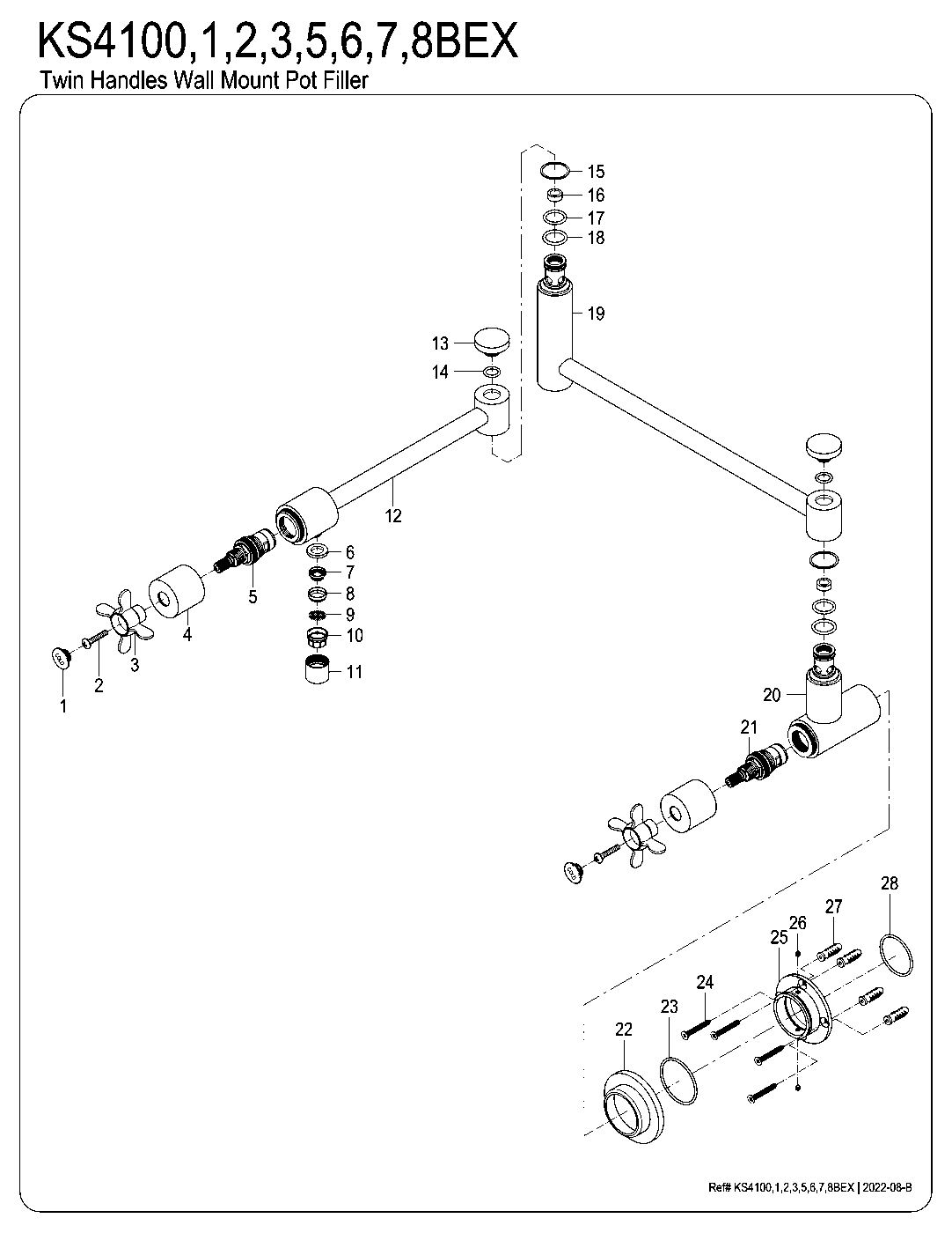 Essex KS4100BEX exploded parts diagram