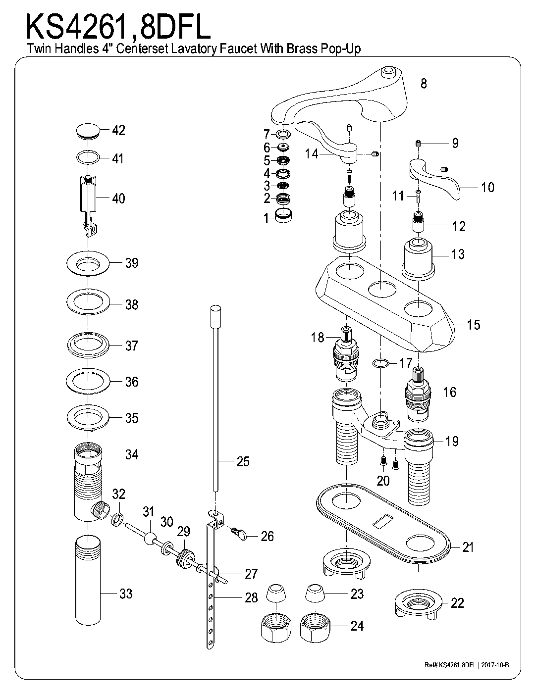 Kingston Brass KS4261DFL exploded parts diagram