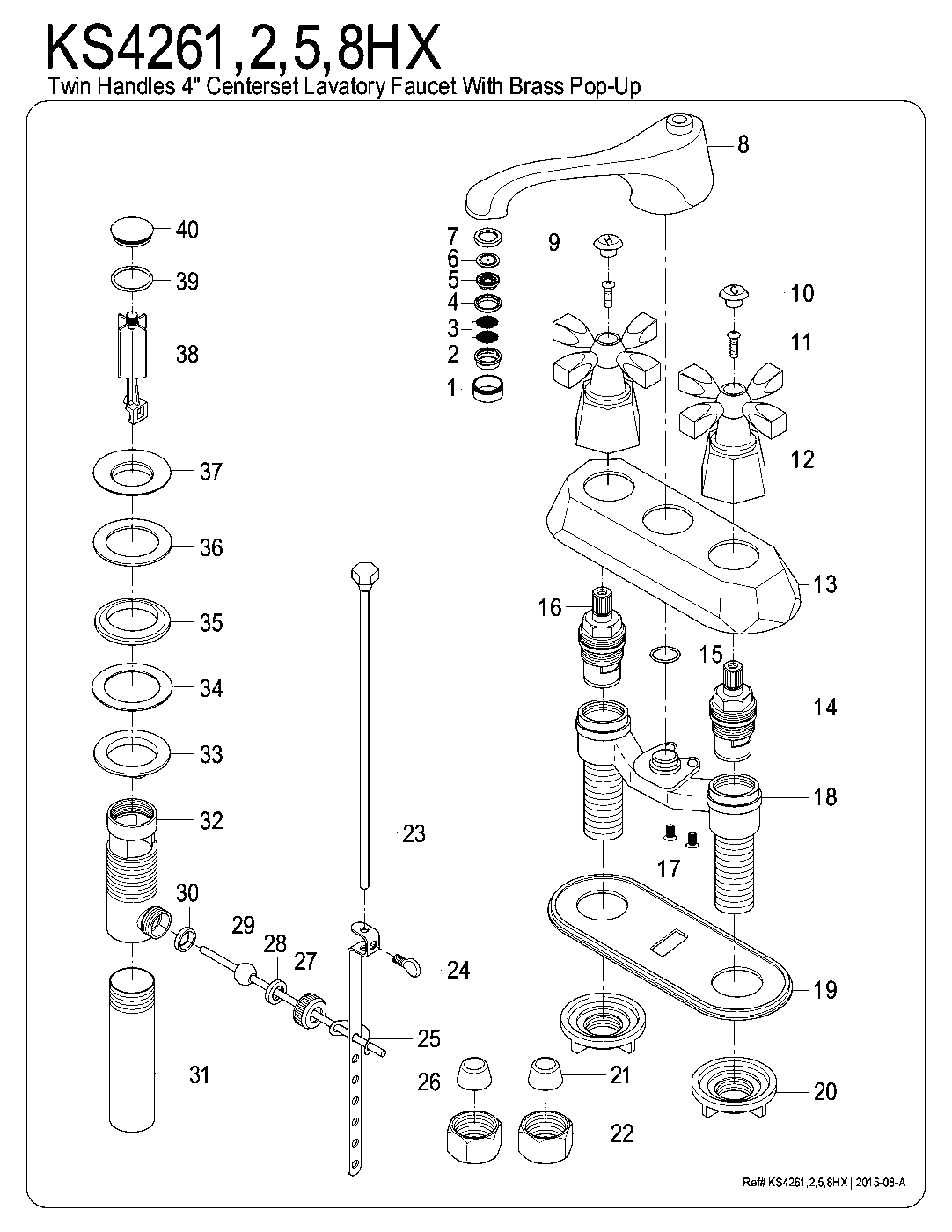 Kingston Brass KS4261HX exploded parts diagram