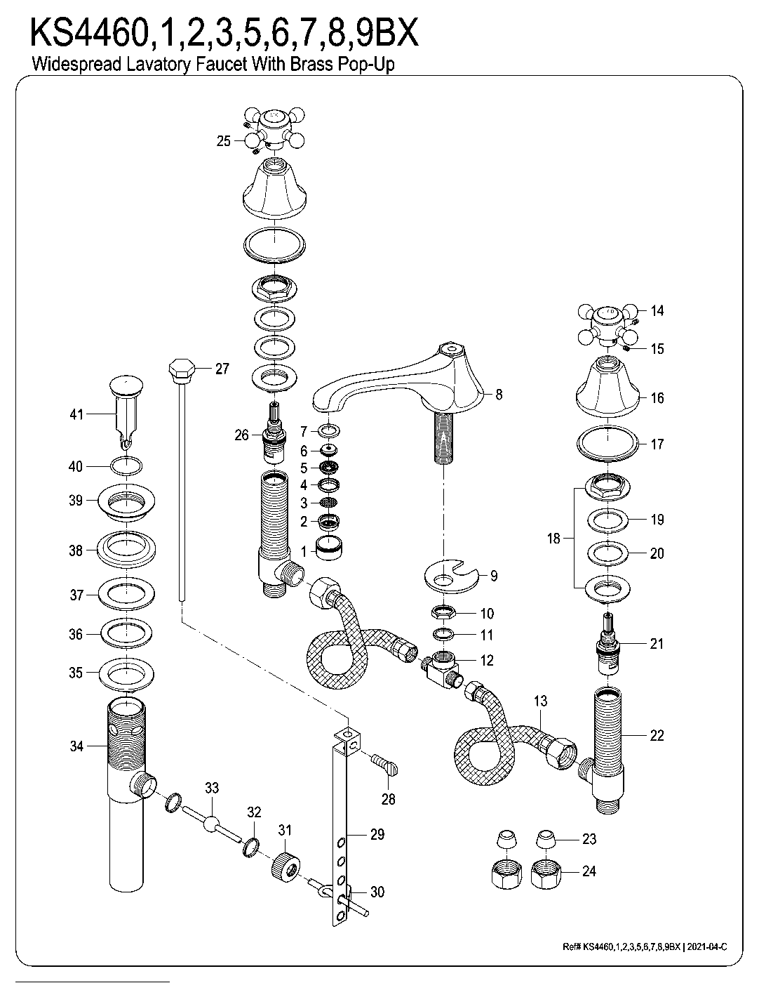 Kingston Brass KS4460BX exploded parts diagram