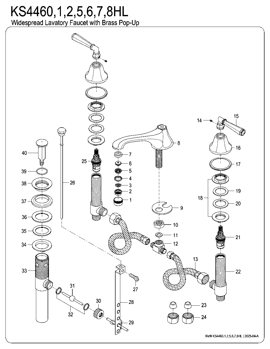 Kingston Brass KS4460HL exploded parts diagram