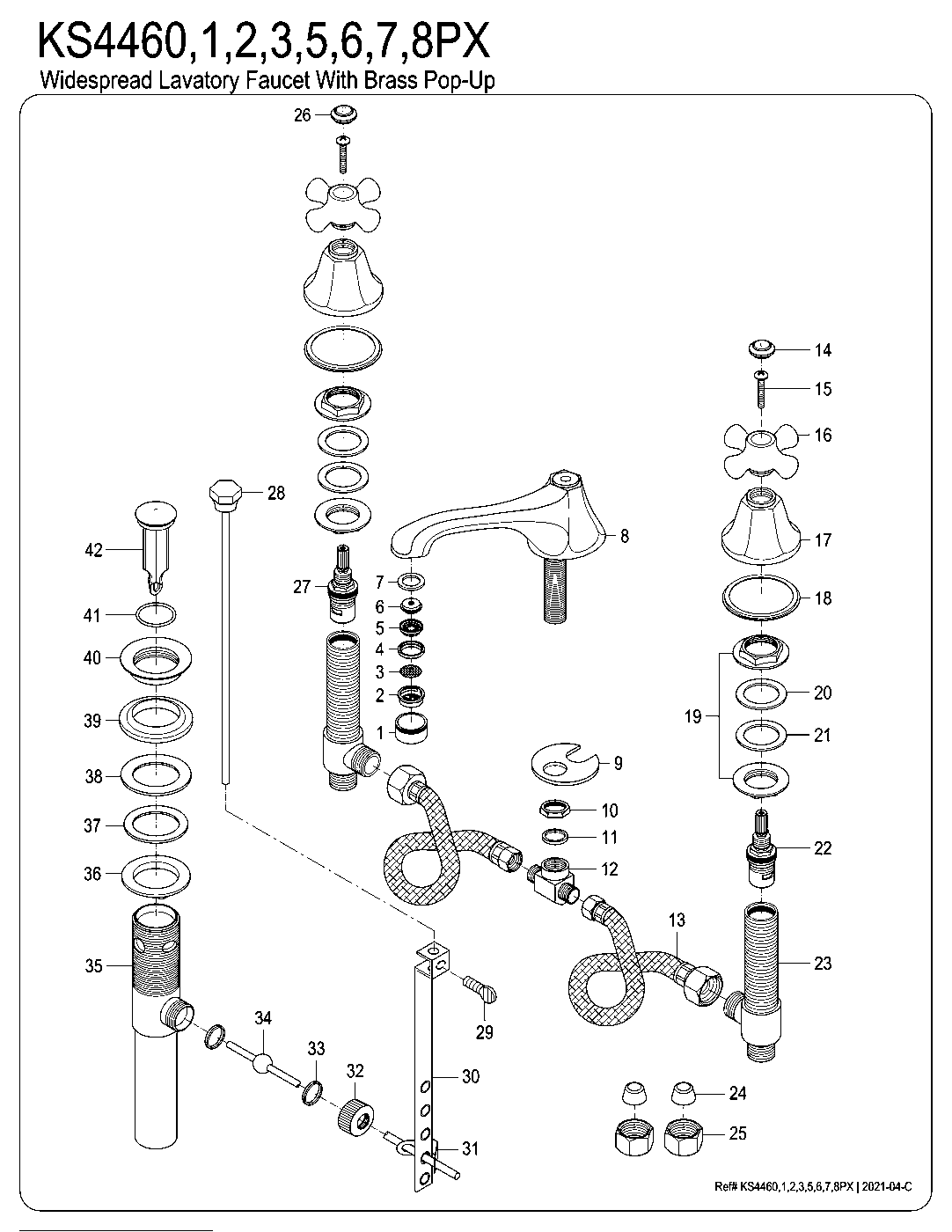 Kingston Brass KS4460PX exploded parts diagram