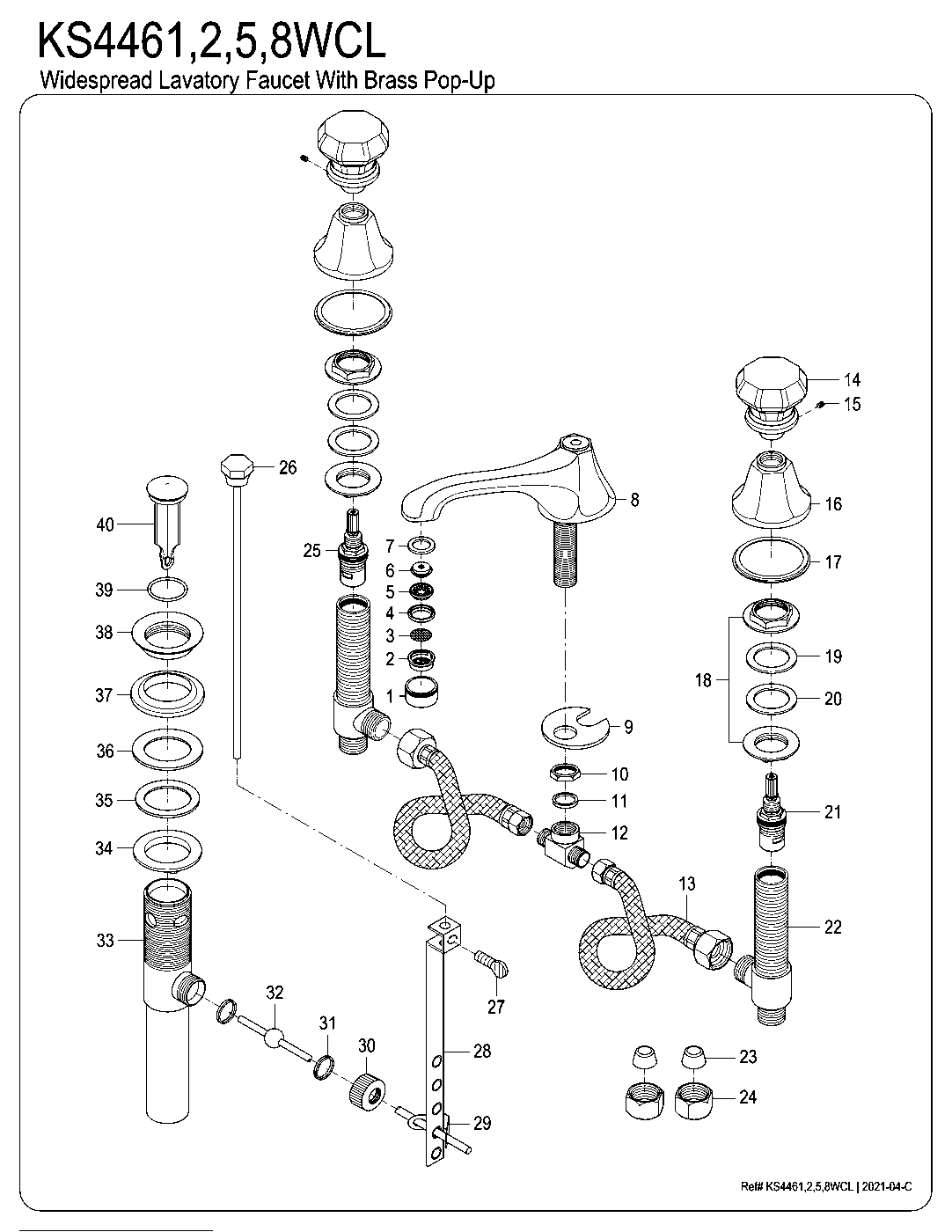 Kingston Brass KS4461WCL exploded parts diagram