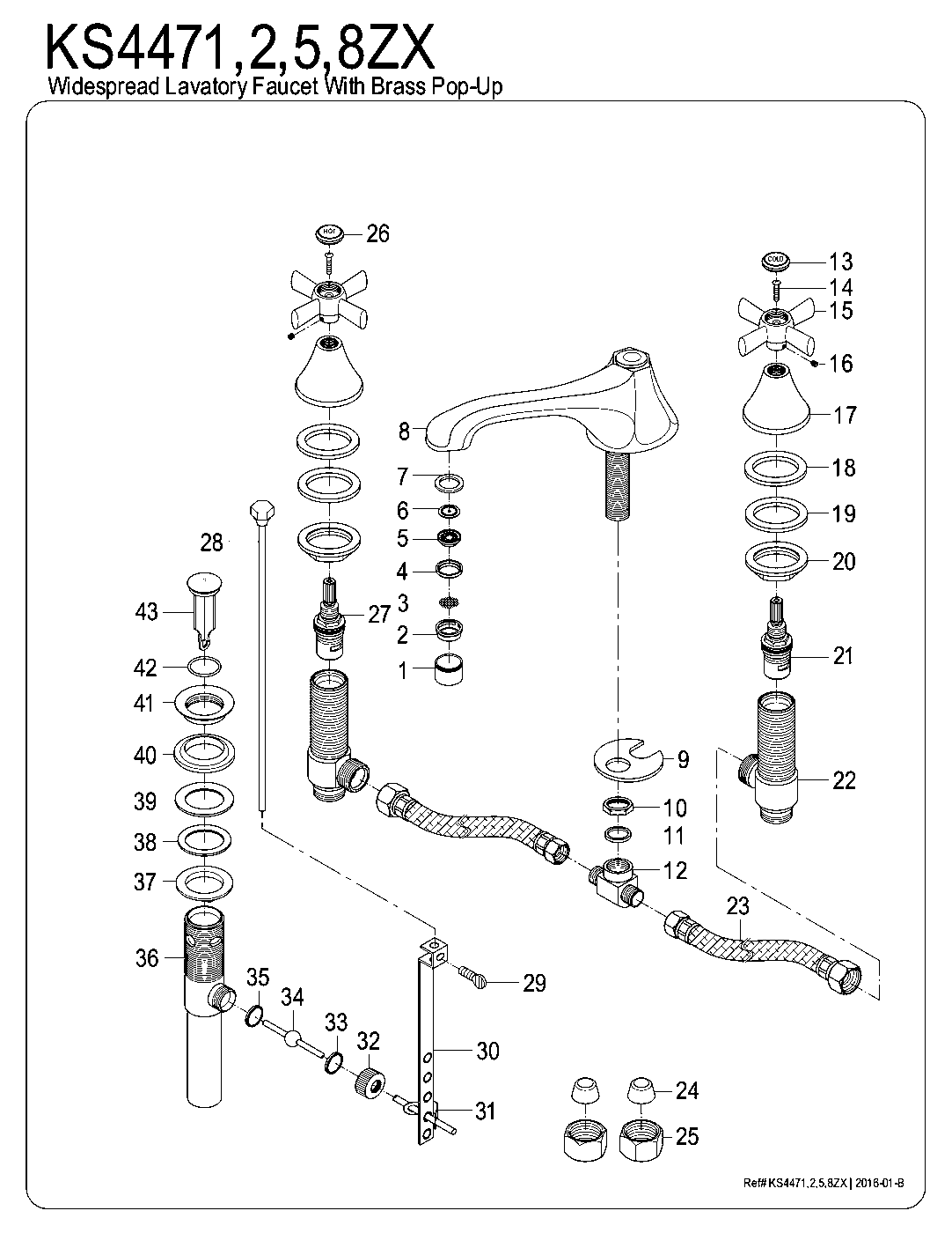 Kingston Brass KS4471ZX exploded parts diagram