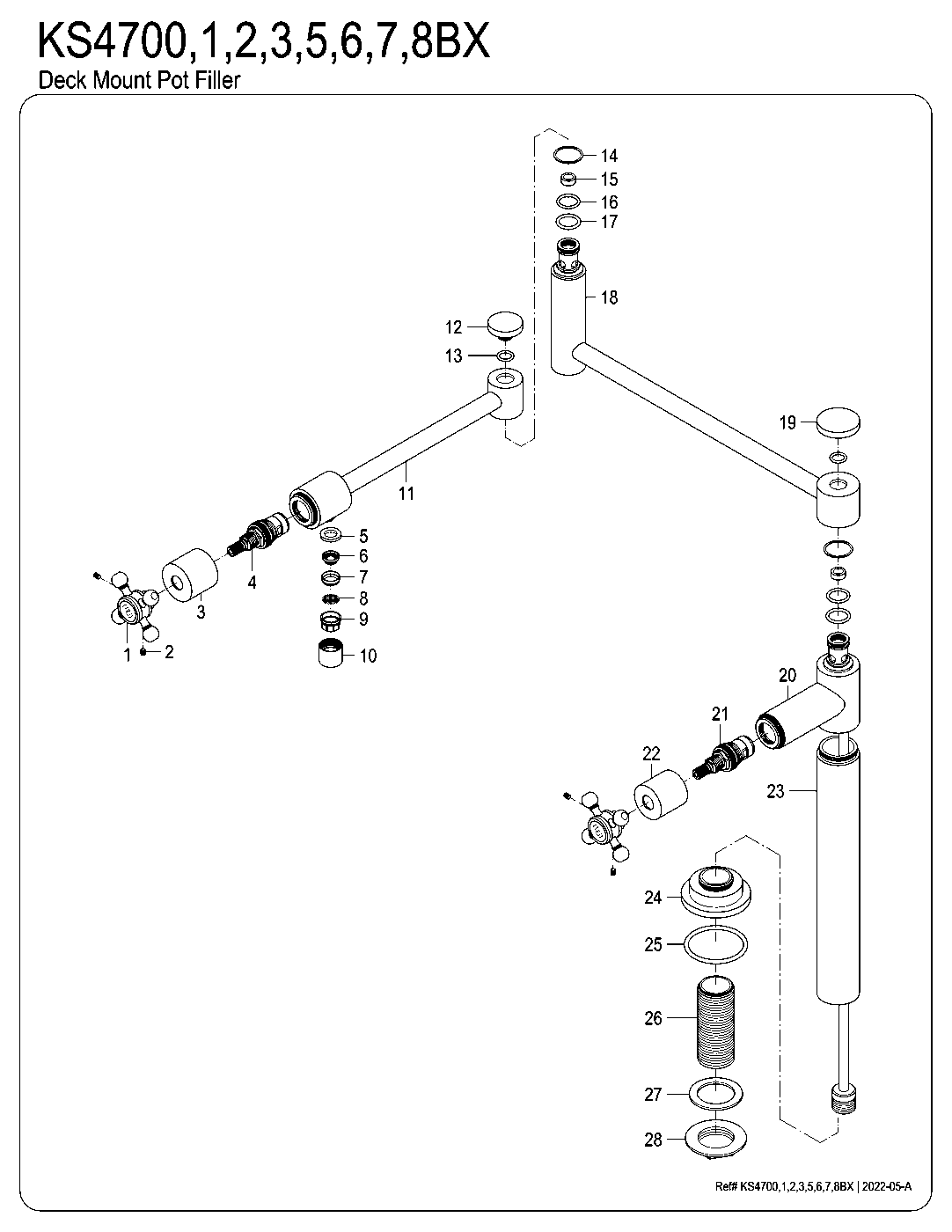 Metropolitan KS4705BX exploded parts diagram