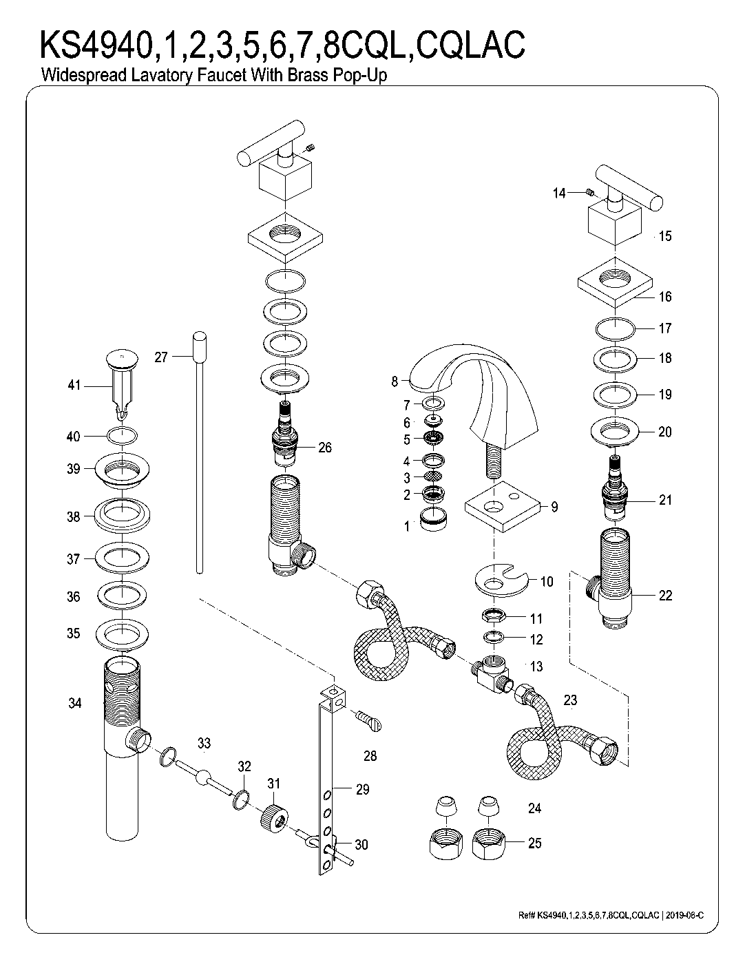 Kingston Brass KS4941CQL exploded parts diagram