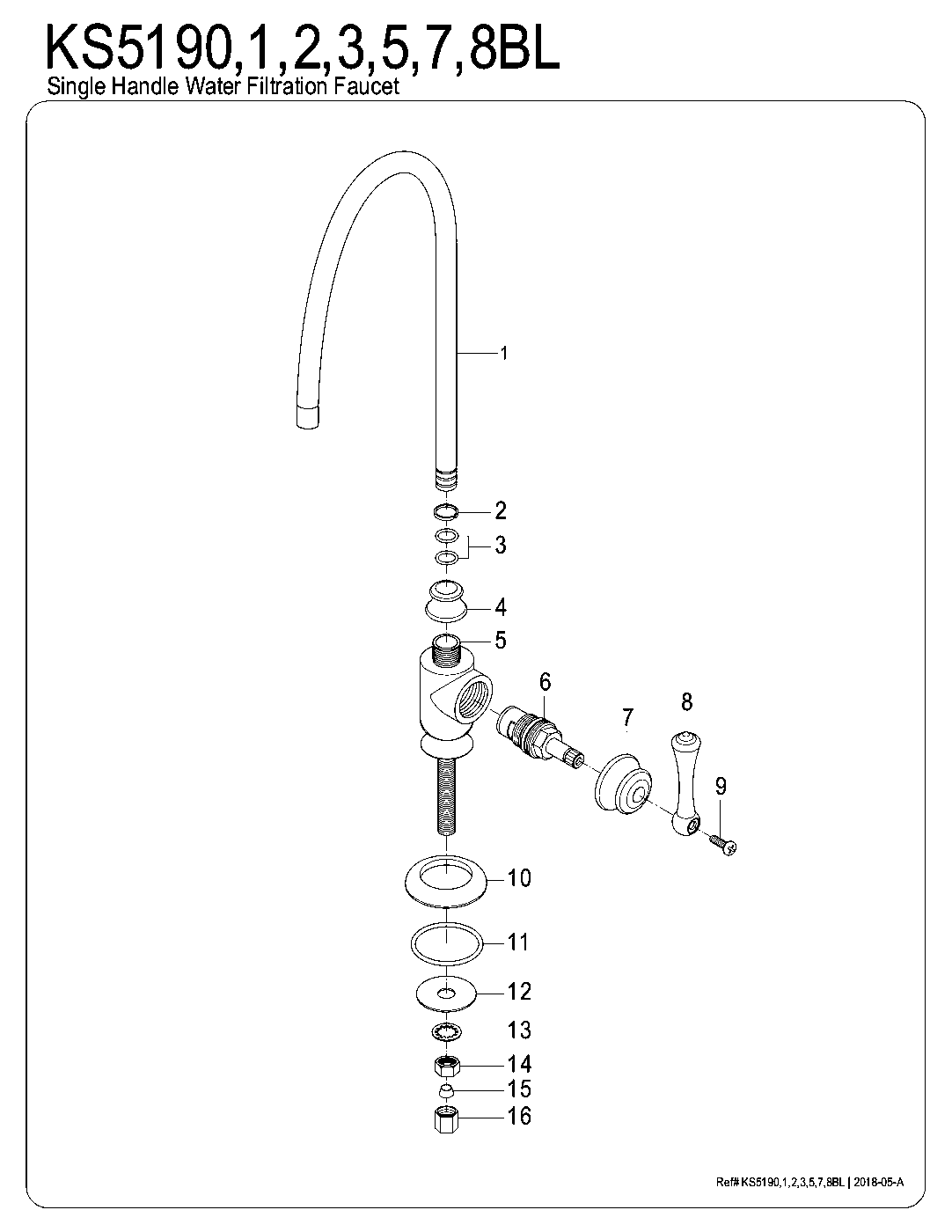 Vintage KS5190BL exploded parts diagram