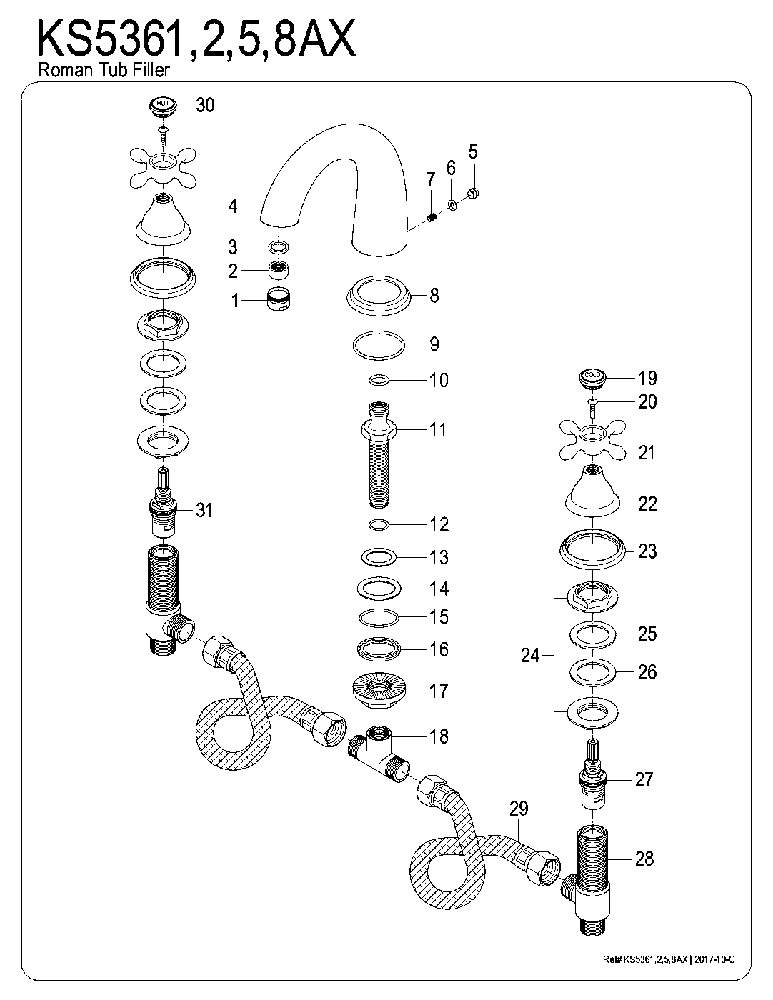 Vintage KS5361AX exploded parts diagram