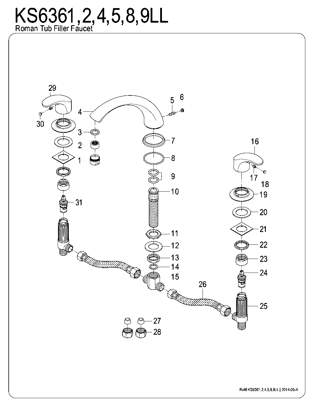 Kingston Brass KS6361LL exploded parts diagram
