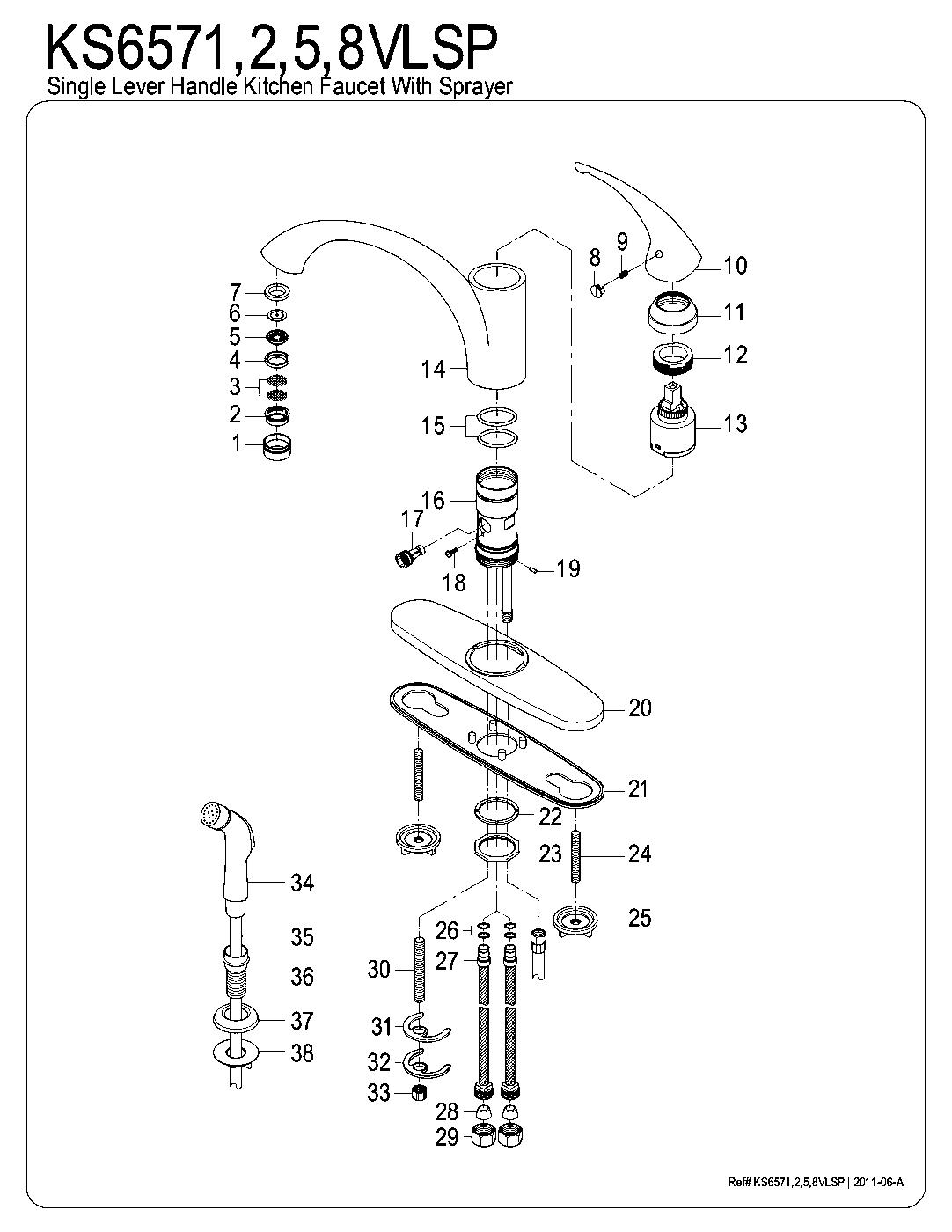 Vintage KS6578VLSP exploded parts diagram