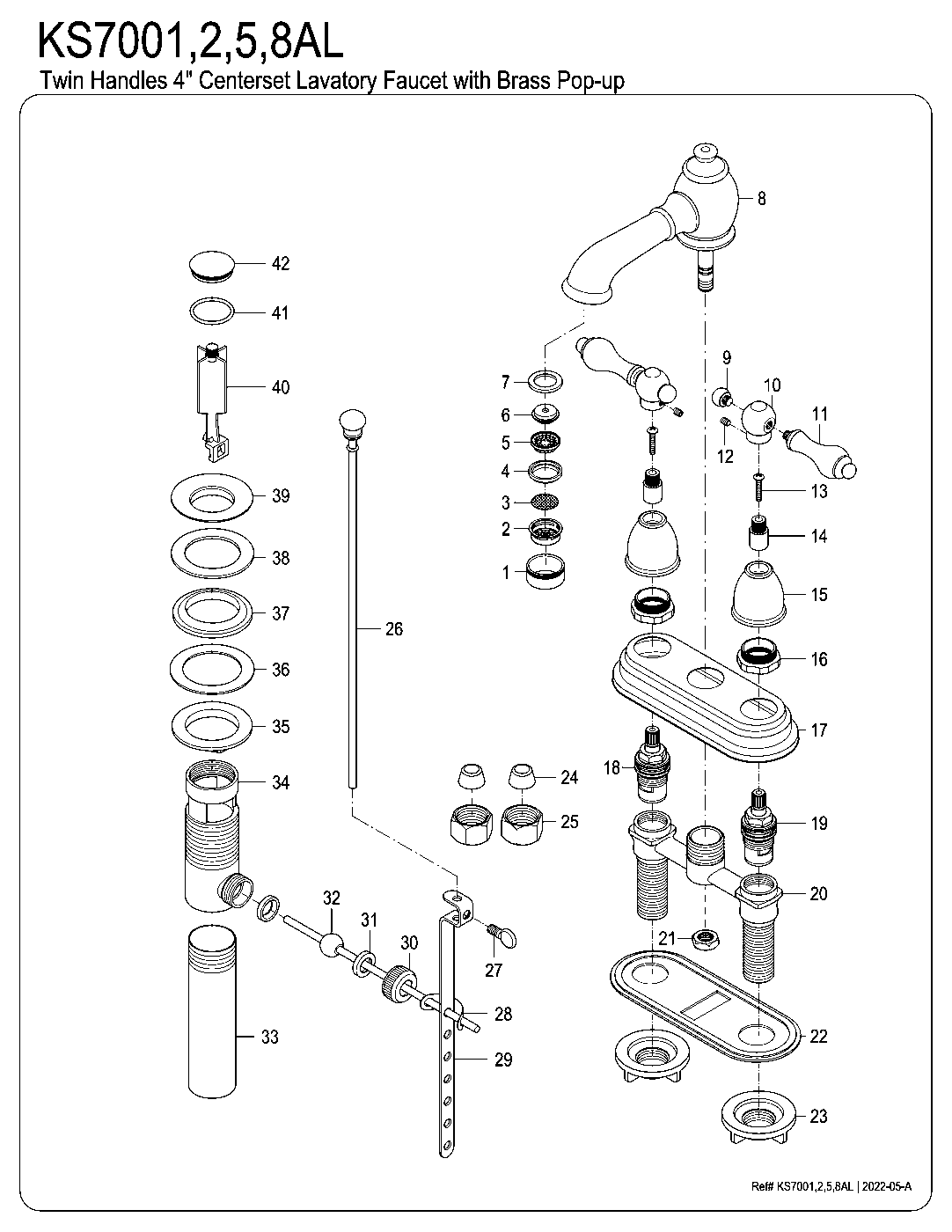 English Country KS7001AL exploded parts diagram
