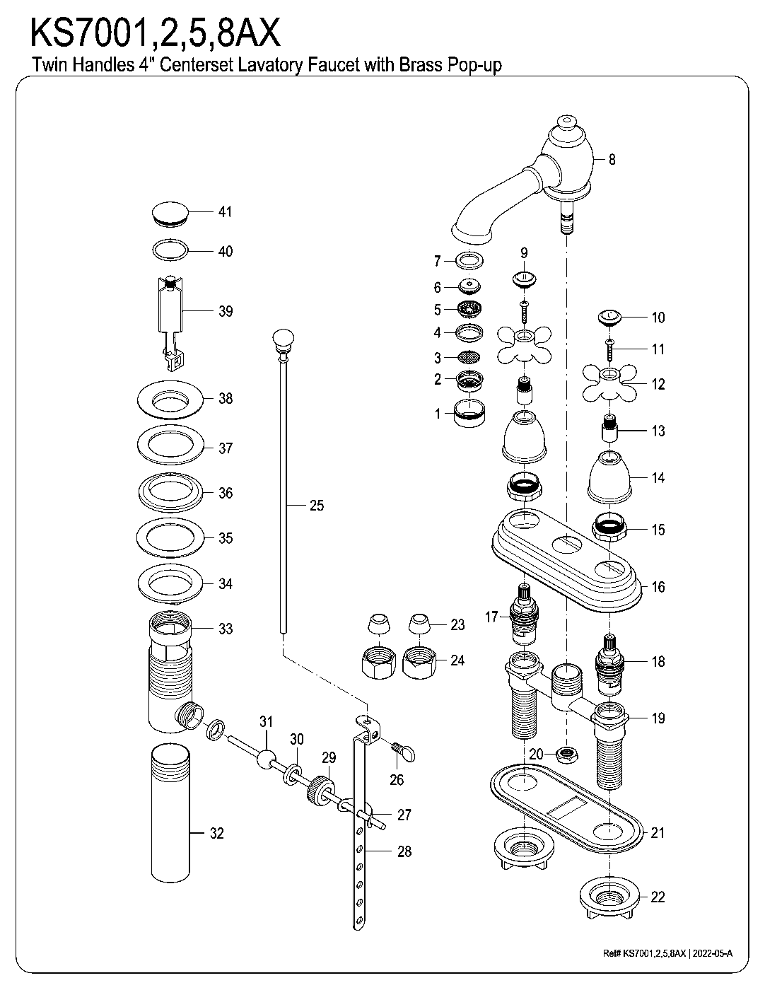 English Country KS7001AX exploded parts diagram