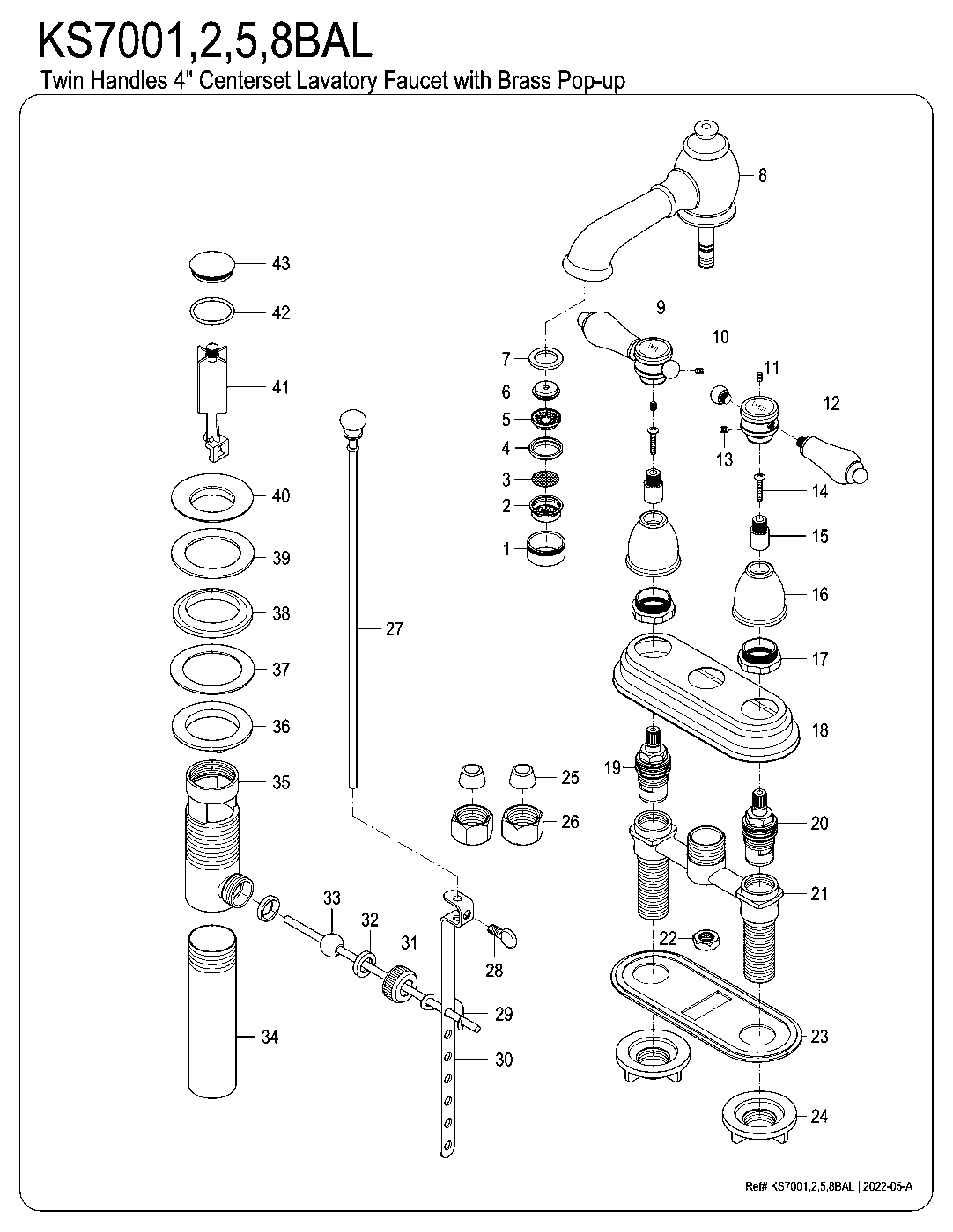 Heirloom KS7001BAL exploded parts diagram
