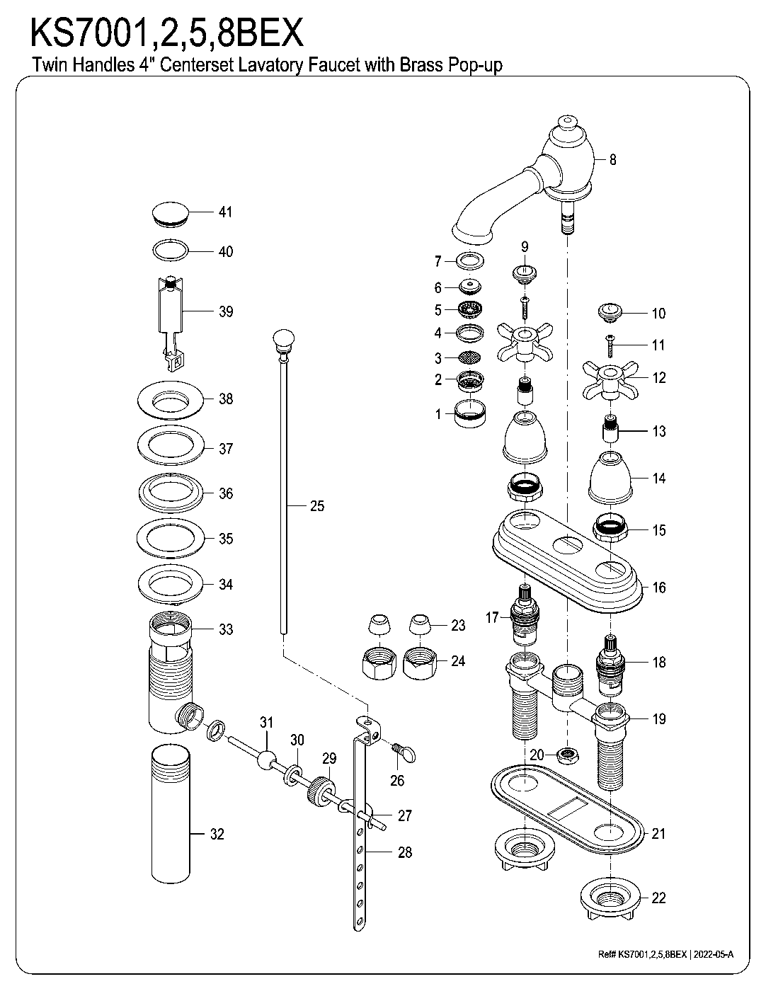 Essex KS7001BEX exploded parts diagram