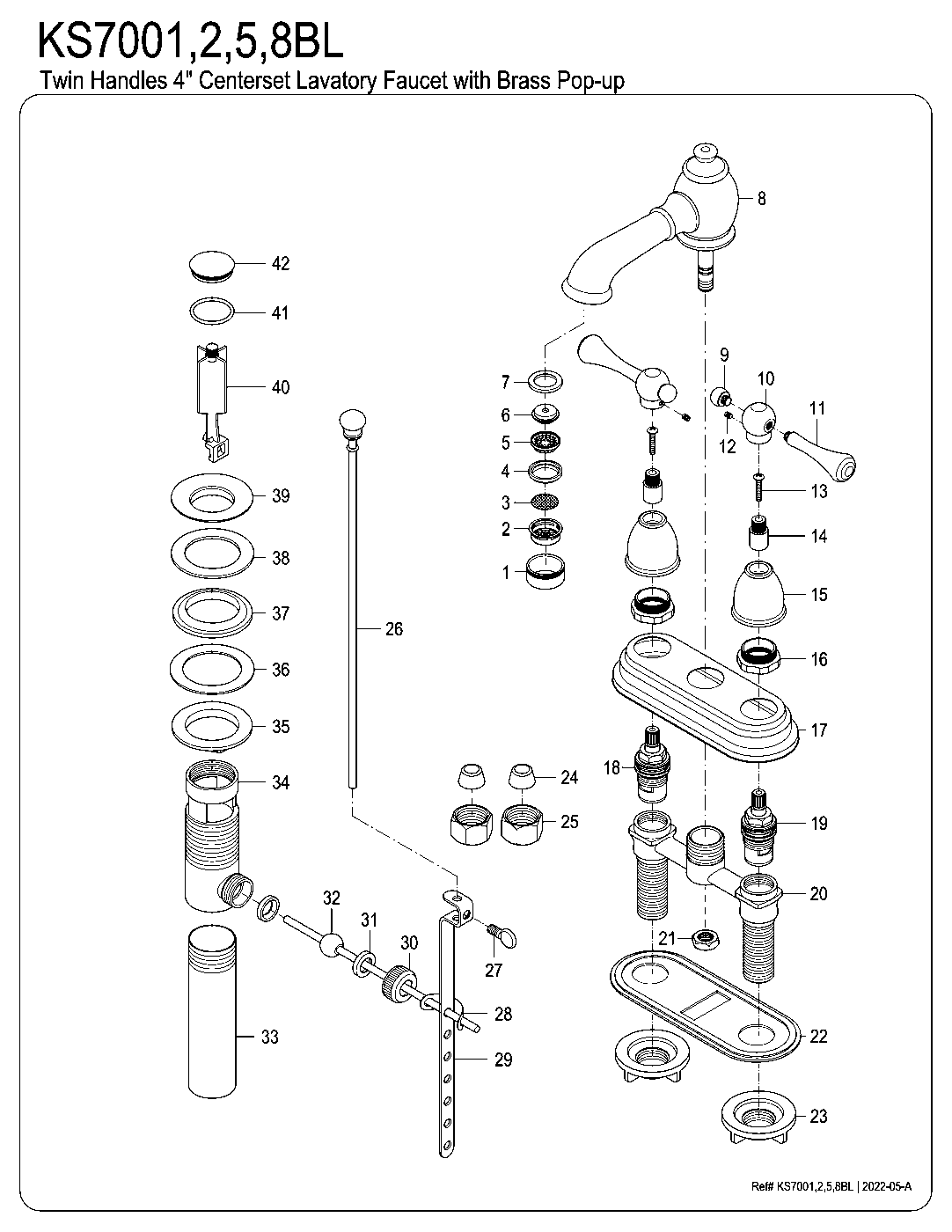 Vintage KS7001BL exploded parts diagram
