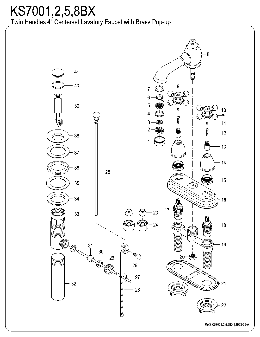 English Country KS7001BX exploded parts diagram