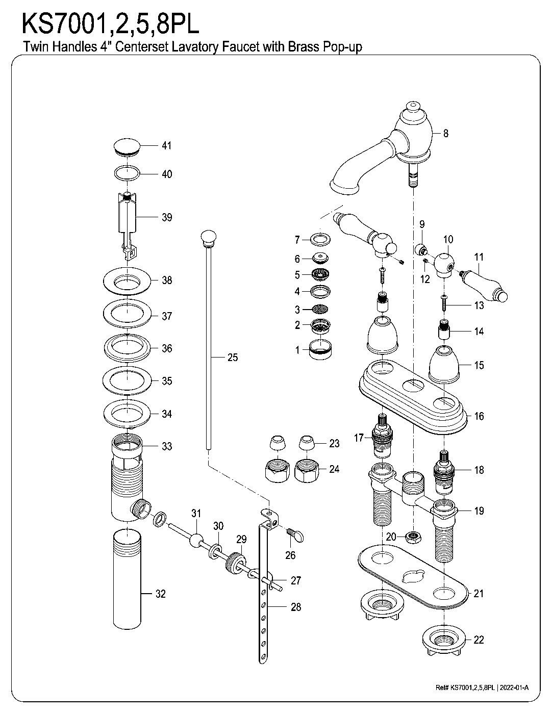 English Country KS7001PL exploded parts diagram