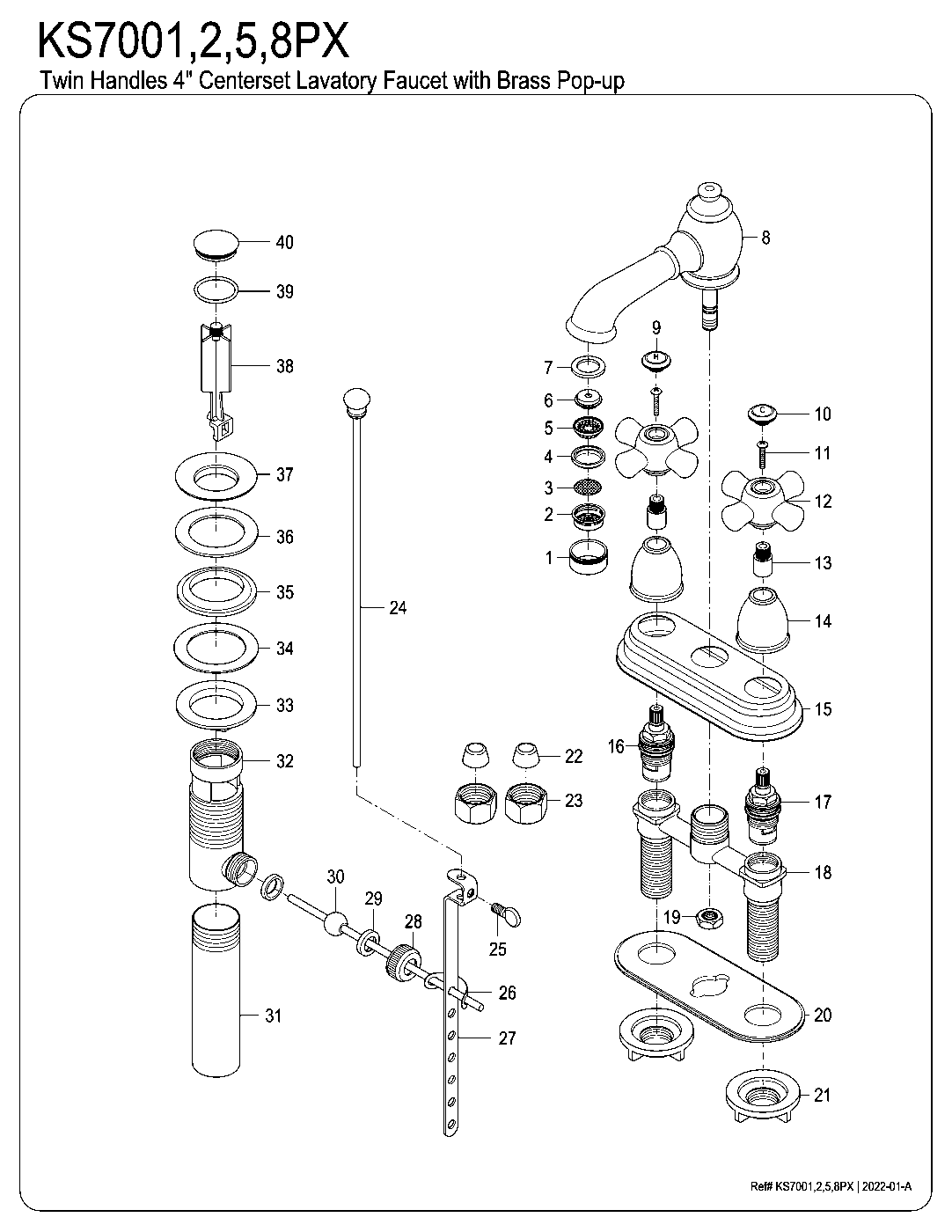 English Country KS7001PX exploded parts diagram