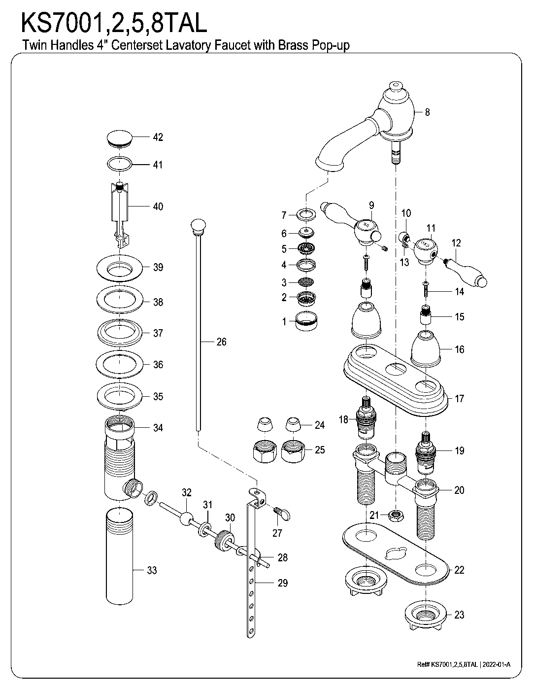 Tudor KS7001TAL exploded parts diagram