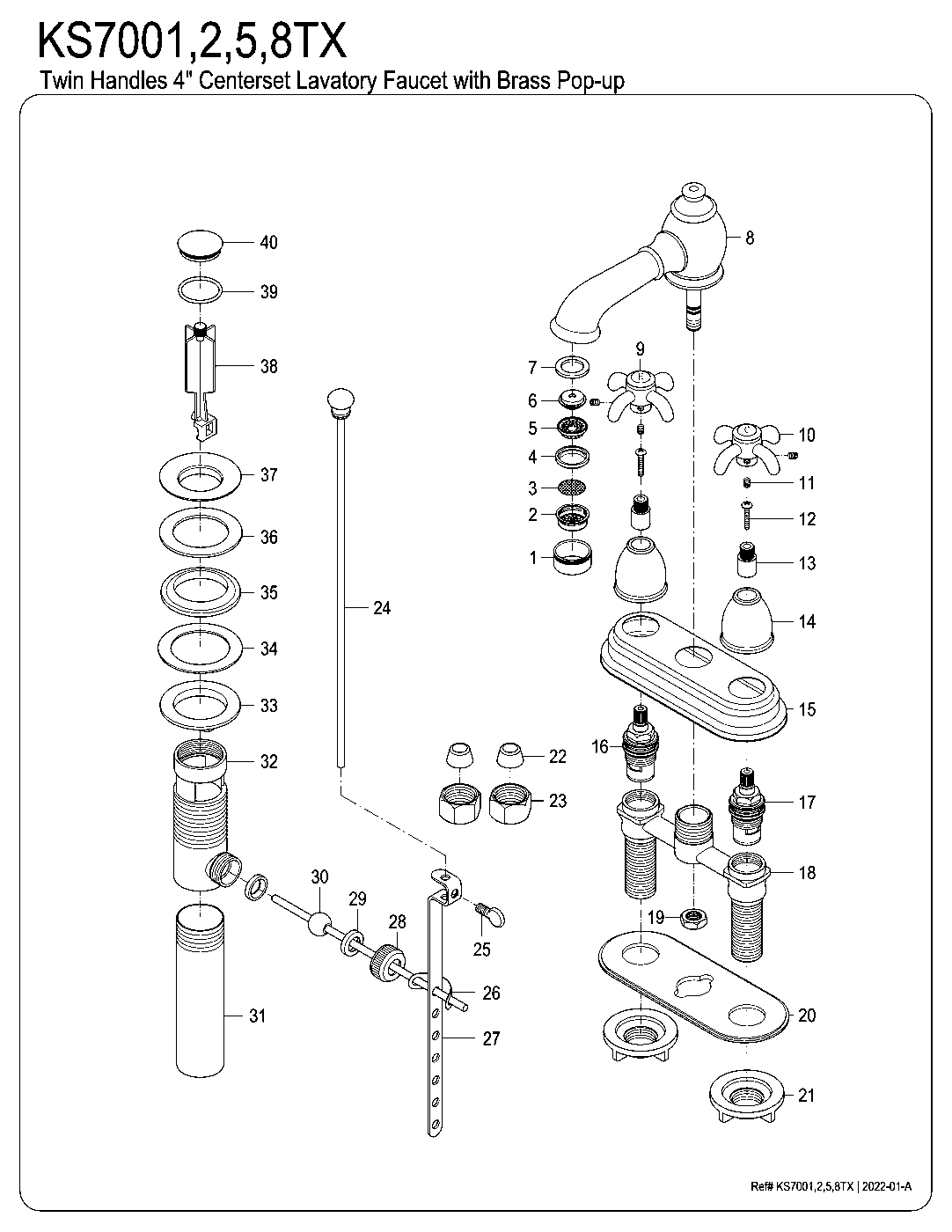 French Country KS7001TX exploded parts diagram