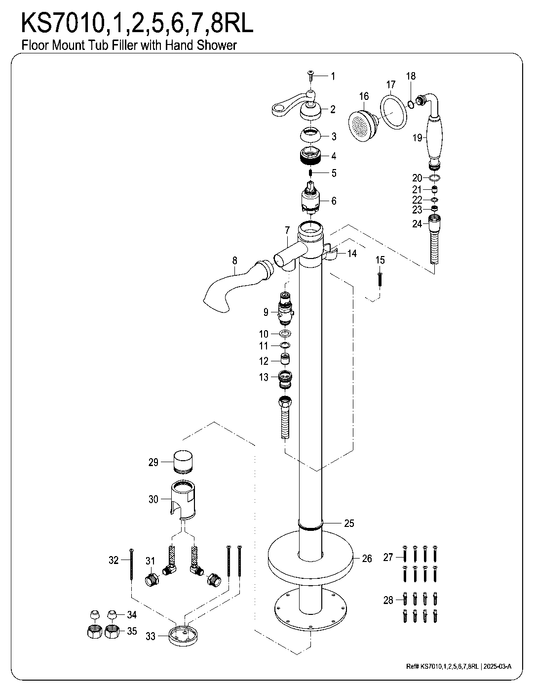 Royale KS7010RL exploded parts diagram