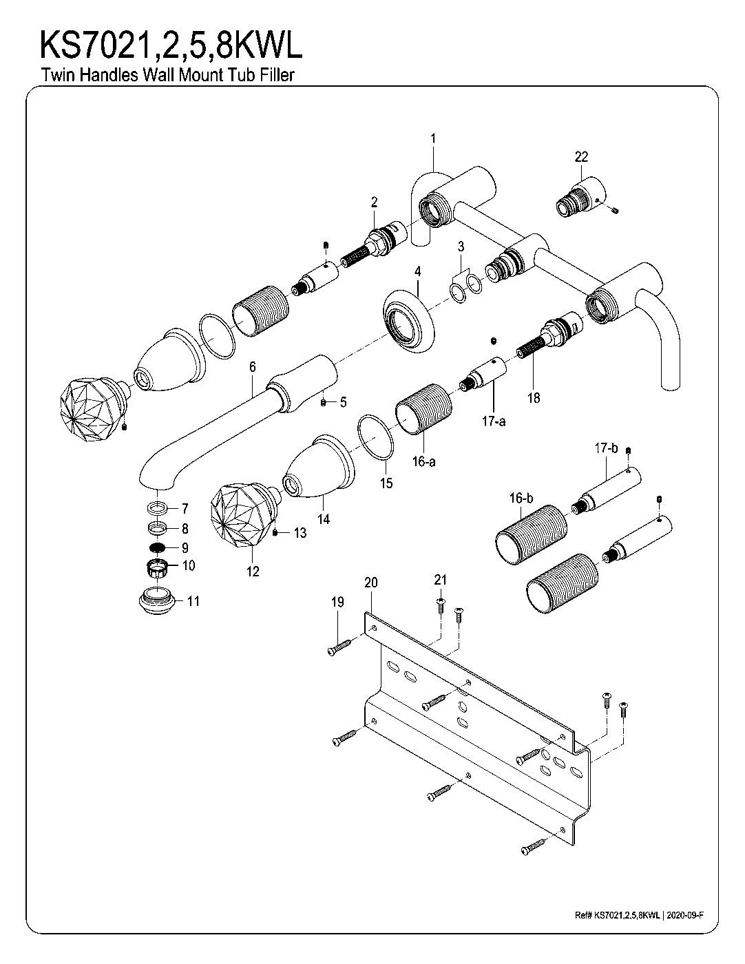 Krystal Onyx KS7021KWL exploded parts diagram