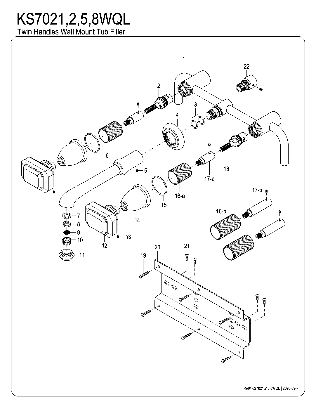 Krystal Onyx KS7021WQL exploded parts diagram