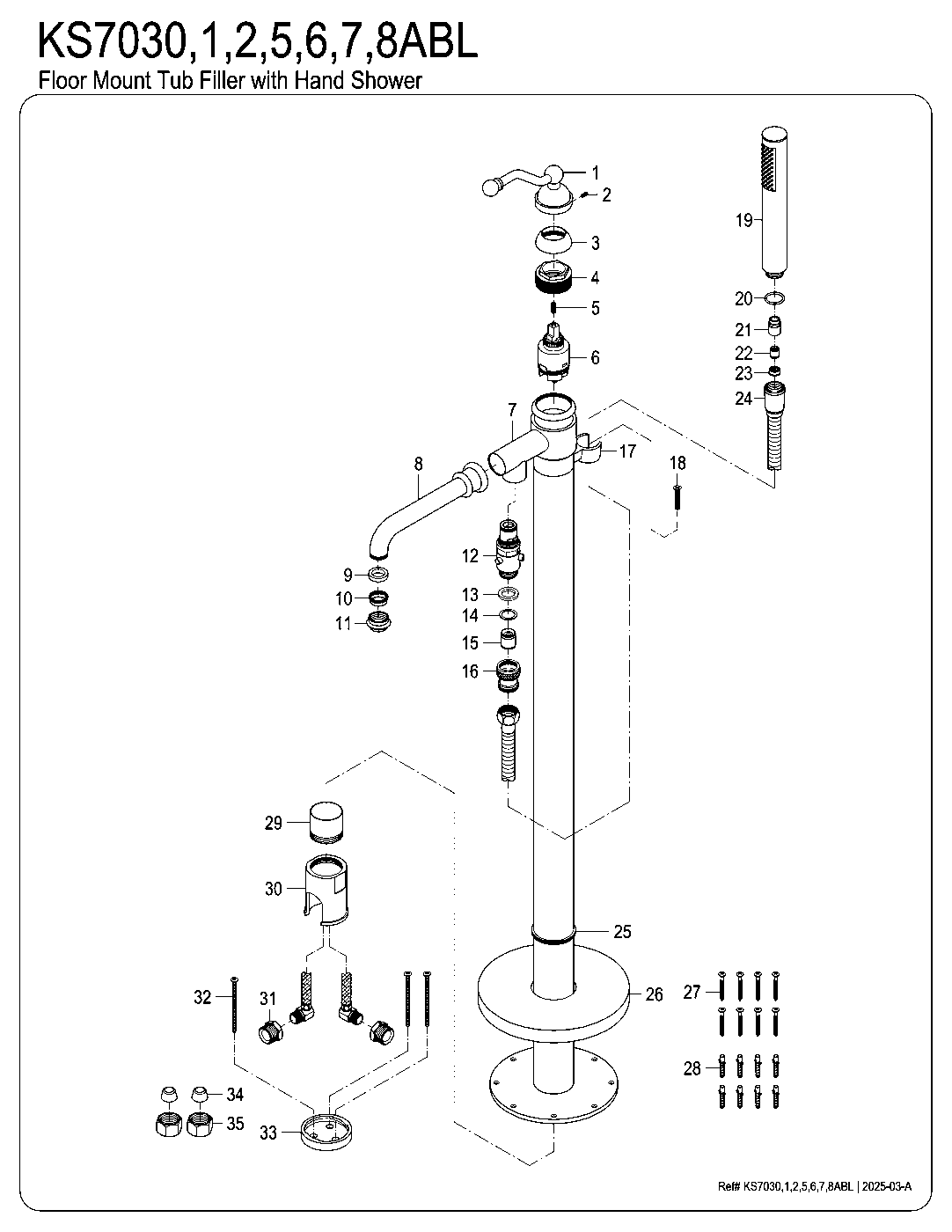 English Country KS7030ABL exploded parts diagram