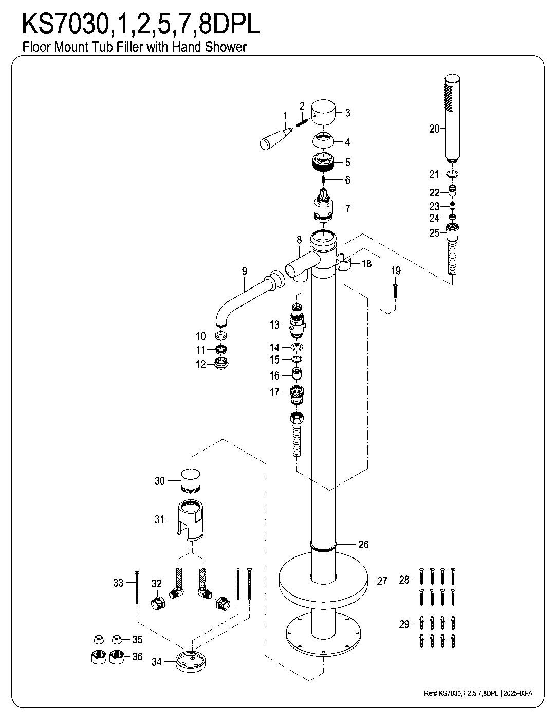 Paris KS7030DPL exploded parts diagram