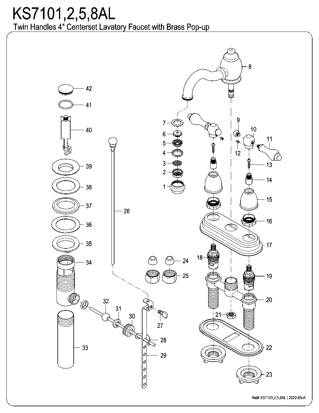 English Country KS7101AL exploded parts diagram