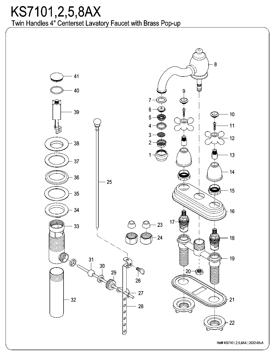 English Country KS7101AX exploded parts diagram